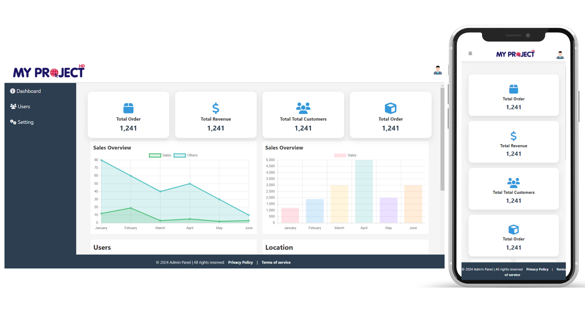 Responsive Admin Dashboard with HTML, CSS, and JavaScript