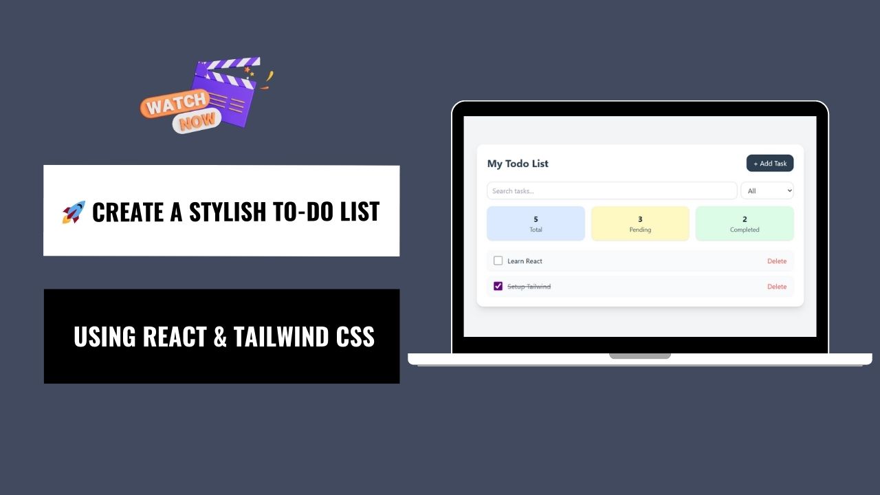 Todo List Project in React.js (Next.js) | Tailwind CSS & LocalStorage